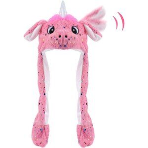 Kids Unicorn Animal Hat with Ears Moving Jumping Pop Up Beating Plush Holiday